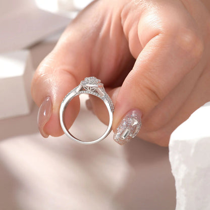Fashionable, Bold and Beautiful DressNewshe 925 Sterling Silver Wedding Rings Set for Women Oval Halo Cubic Zircon Bridal Engagement Ring Jewelry Gift - Just The Fly Way