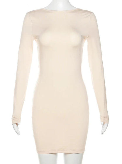 Classic Long Sleeve, Lightweight Mini Dress with Backless Design - Just The Fly Way
