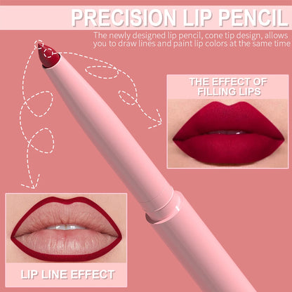 Fashionable, Bold and Beautiful Dress6pcs Lip Liner Pen Set Long-Lasting, Waterproof Sweatproof, Easy Coloring Non-fading Color Rendering Lip Gloss Set Beauty Makeup