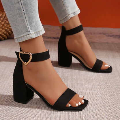 Fashionable, Bold and Beautiful DressWomen Sandals New Summer Fashion Sandals Medium High Heels Outdoor Elegant Wedding Shoes Bridal Plus Size Buckle Strap Sandals
