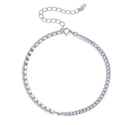 Shine On! 18k Gold Plated Moissanite & Silver Half Tennis Bracelet for Women & Men - Just The Fly Way