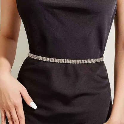 Rhinestone Chain Belt, Waist Chain Fashion Metal Belt, Silver or Gold Chain - Just The Fly Way