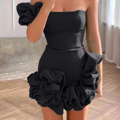 Fashionable, Bold and Beautiful DressWomen Chic Flower Cocktail Dress Alluring One Shoulder Homecoming Dresses For Girls Sexy Body Short Prom Party Vestidos 2025