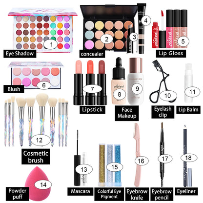 Fashionable, Bold and Beautiful DressPOPFEEL All In One Makeup Kit  for Women Full Kit Set, All in One Makeup Sets Include Eyebrow Eyeliner Eyeshadow