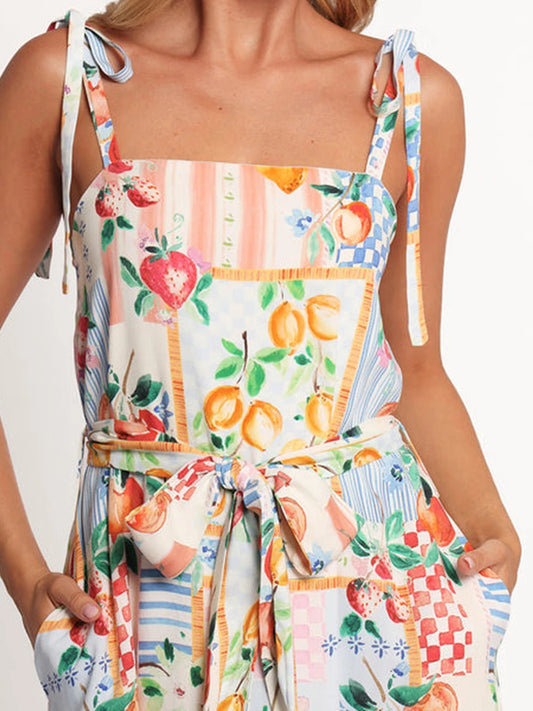 Fashionable, Bold and Beautiful DressWomen s Floral Print Sleeveless Maxi Dress with V-Neckline and Adjustable Spaghetti Straps for Summer Beach Wedding Party - Just The Fly Way