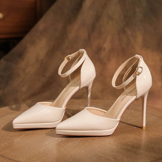 Fashionable, Bold and Beautiful DressFashion Ladies Summer Sandals Sexy Pointed Toe Patent Leather Buckle Strap Party Commuter Career High Heeled Sandals Women