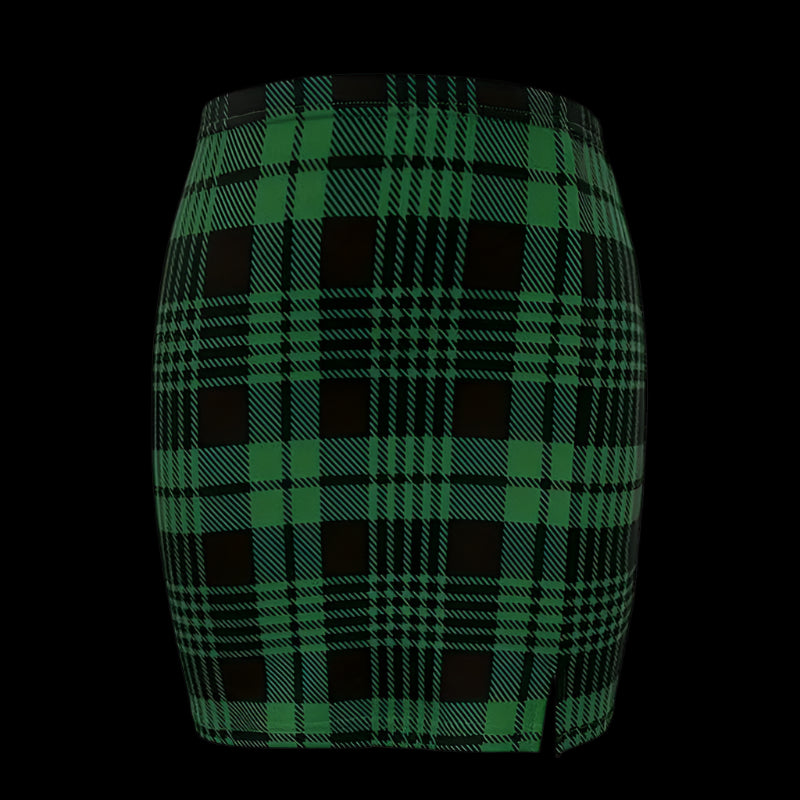Flirty Pencil Mini Plaid High Waist Short Skirt for Women - Just The Fly Way
