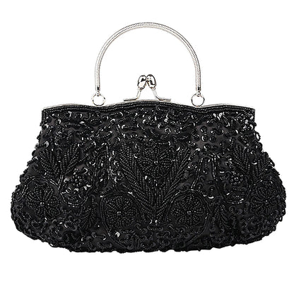 Women's Retro Small Totes Evening Bags Beaded Embroidered Ladies Clutch Purse Shoulder Chain Wedding Party Handbags Bags Purses - Just The Fly Way
