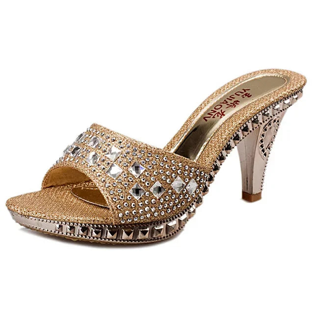 Women's Sandals Rhinestone Sexy High Heels Shoe Ladies Sandals Gold Silver Women Slippers Heeled Sandals Sexy - Just The Fly Way