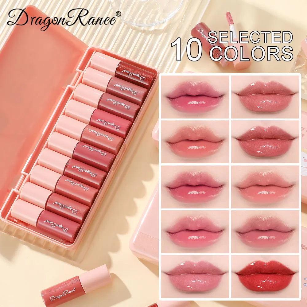 10-Piece Set with Fine Glitter Lip Gloss, Easy-To-Color Lip Glaze, Lipstick, Non-Stick Cup, Non-Fading Lip Gloss, Moisturizing Glitter Lip Gloss, Glass Lip Glitter, Pearlescent Glitter Lip Gloss, Lip Glaze Set - Just The Fly Way