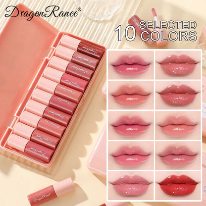 10-Piece Set with Fine Glitter Lip Gloss, Easy-To-Color Lip Glaze, Lipstick, Non-Stick Cup, Non-Fading Lip Gloss, Moisturizing Glitter Lip Gloss, Glass Lip Glitter, Pearlescent Glitter Lip Gloss, Lip Glaze Set - Just The Fly Way
