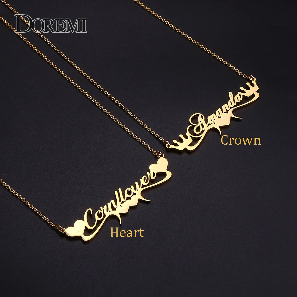 Fashionable, Bold and Beautiful DressDOREMI Stainless Steel Handmade Custom Name Personalized Name Necklaces for Women Jewelry Gold Filled Heart Statement Choker - Just The Fly Way