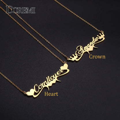 Fashionable, Bold and Beautiful DressDOREMI Stainless Steel Handmade Custom Name Personalized Name Necklaces for Women Jewelry Gold Filled Heart Statement Choker - Just The Fly Way