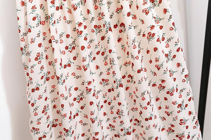 Easy Breezy Floral Printed Lightweight Versatile Chiffon Dress With Short Sleeves and Elastic Waist - Just The Fly Way