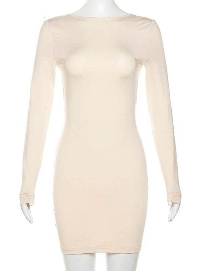 Classic Long Sleeve, Lightweight Mini Dress with Backless Design - Just The Fly Way