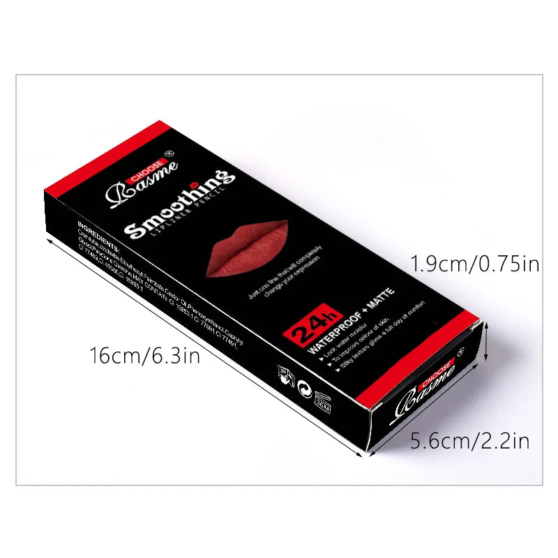 Fashionable, Bold and Beautiful Dress12 pcs Long-Lasting Lipstick Set with Professional Lip Liner Pencil and Matte Lip Gloss for Women Valentine's Day Gifts
