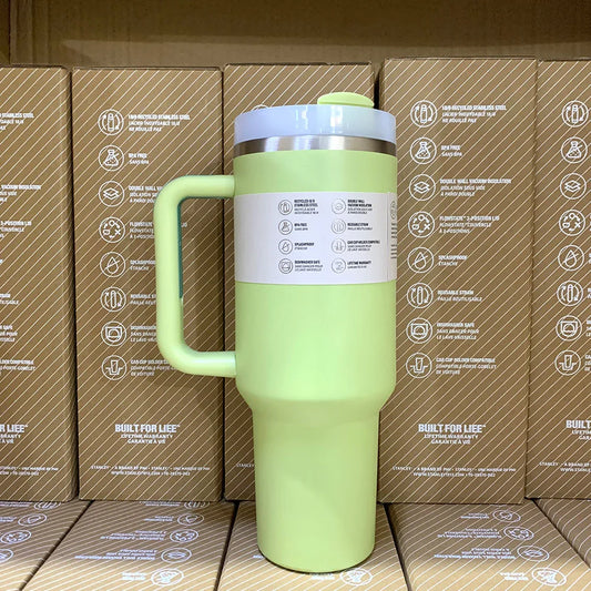 40oz Handle Straw Vacuum Insulated Car Mug Star Blue Lid Stainless Steel Double Wall Thermal Iced Travel Cup for s