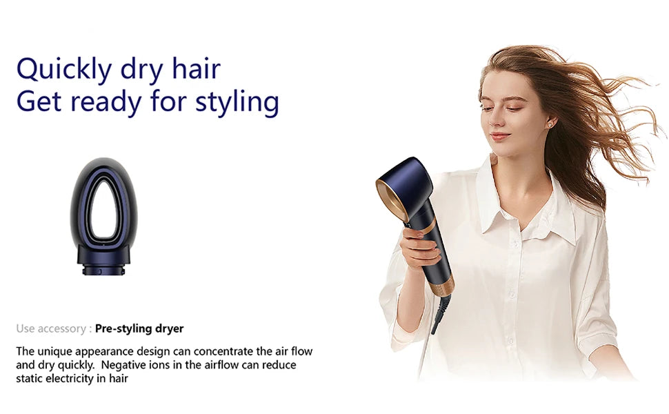 Negative Ion Hair Dryer Wrap 6 in 1 Multi-Styler Powerful Hair Dryer Brush Multi-Styler Auto-Wrap Curlers For Dyson Air wrap - Just The Fly Way