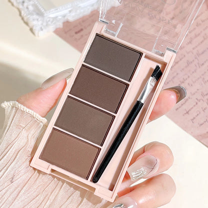 Fashionable, Bold and Beautiful DressA set of 4-color eyebrow powder trays with brushes in gray and brown matte tones for long-lasting color rendering, filling and s