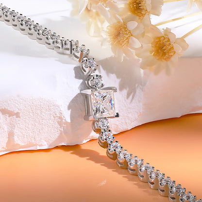LinkerLove 925 Sterling Silver Moissanite Tennis Bracelet for Women - Dazzle Her with 1ct Princess Cut Sparkle - Just The Fly Way