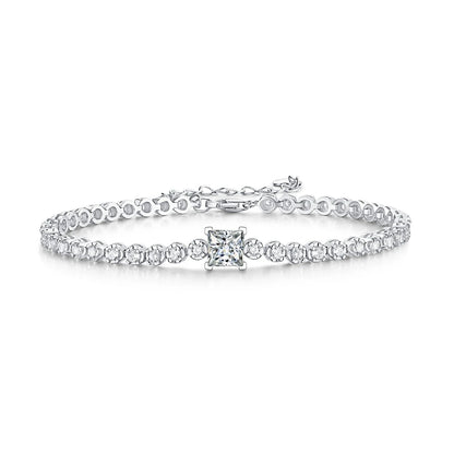 LinkerLove 925 Sterling Silver Moissanite Tennis Bracelet for Women - Dazzle Her with 1ct Princess Cut Sparkle - Just The Fly Way