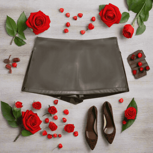 Be Bold in This Low Rise Black Mini Faux Leather Skort - Just The Fly Way