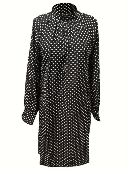 Variations of Polka Dot Print Dress, Elegant Mock Neck Long Sleeve Mini Dress, Women's Clothing by Polka Dot Print Dress, Elegant Mock Neck Long Sleeve Mini Dress, Women's ClothingApparel & Accessories > Clothing > Dressespolka-dot-print-dress-elegant-mock-neck-long-sleeve-mini-dress-womens-clothingDress