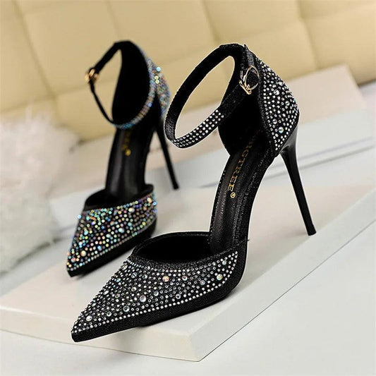 Glamorous Women's Party Heels with Rhinestones - Just The Fly Way