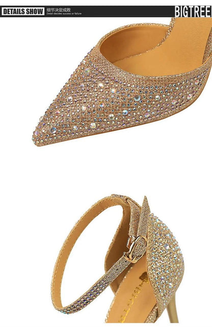 Glamorous Women's Party Heels with Rhinestones - Just The Fly Way