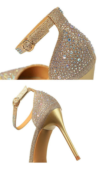 Glamorous Women's Party Heels with Rhinestones - Just The Fly Way