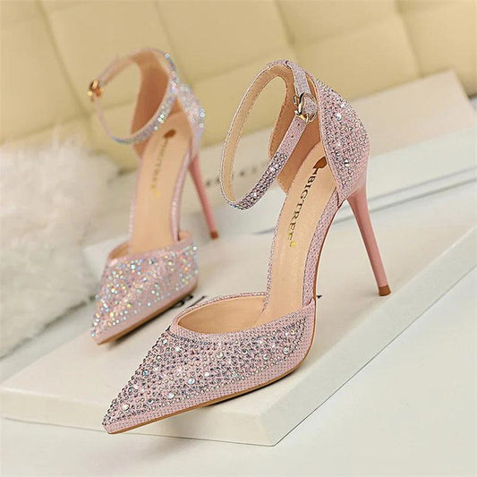 Glamorous Women's Party Heels with Rhinestones - Just The Fly Way