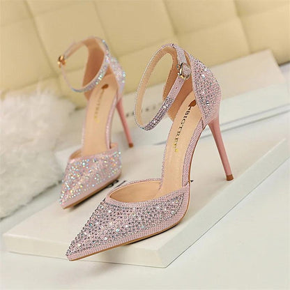 Glamorous Women's Party Heels with Rhinestones - Just The Fly Way