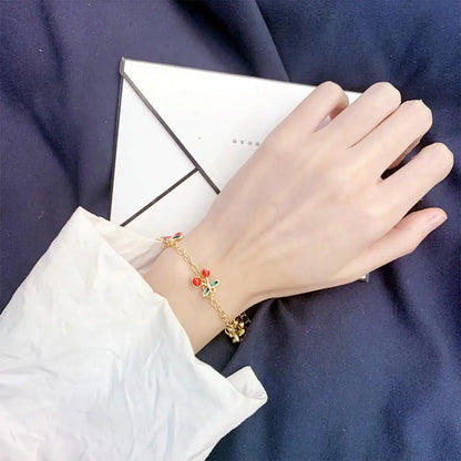 Cherry Charm Bracelet for Women - Cute Red Cherry Design - Just The Fly Way