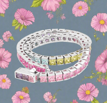 Colorful CZ Tennis Bracelet - Shine Bright with Sterling Silver & Moissanite Charm - Just The Fly Way