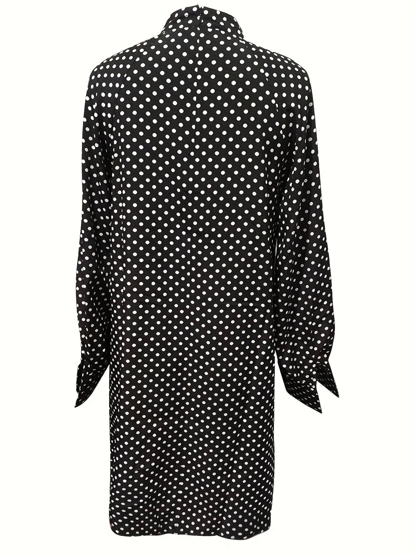 Variations of Polka Dot Print Dress, Elegant Mock Neck Long Sleeve Mini Dress, Women's Clothing by Polka Dot Print Dress, Elegant Mock Neck Long Sleeve Mini Dress, Women's ClothingApparel & Accessories > Clothing > Dressespolka-dot-print-dress-elegant-mock-neck-long-sleeve-mini-dress-womens-clothingDress