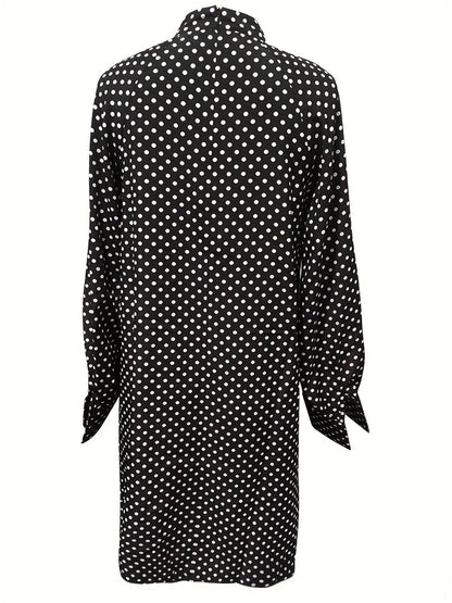 Variations of Polka Dot Print Dress, Elegant Mock Neck Long Sleeve Mini Dress, Women's Clothing by Polka Dot Print Dress, Elegant Mock Neck Long Sleeve Mini Dress, Women's ClothingApparel & Accessories > Clothing > Dressespolka-dot-print-dress-elegant-mock-neck-long-sleeve-mini-dress-womens-clothingDress