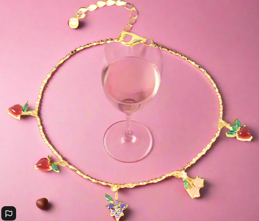 Gold Plated 925 Sterling Silver Stylish Geometric Bracelet - Exquisite Fruit Design, Simple and Cute Jewelry for Women - Just The Fly Way