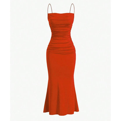 Slim Fitting Party Dress for Women - Elegant Burgundy - Just The Fly Way