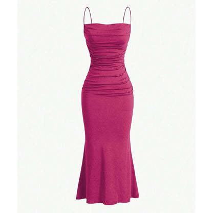 Slim Fitting Party Dress for Women - Elegant Burgundy - Just The Fly Way