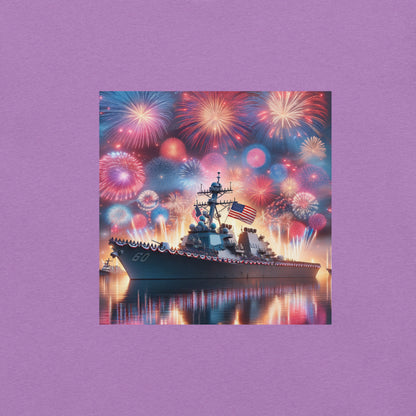 Unisex Patriotic US Navy Warship T-Shirt in a 100% Pre-Shrunken Cotton Sizes S-4XL - Just The Fly Way