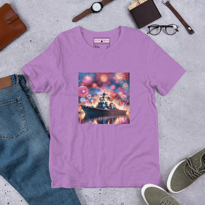 Unisex Patriotic US Navy Warship T-Shirt in a 100% Pre-Shrunken Cotton Sizes S-4XL - Just The Fly Way