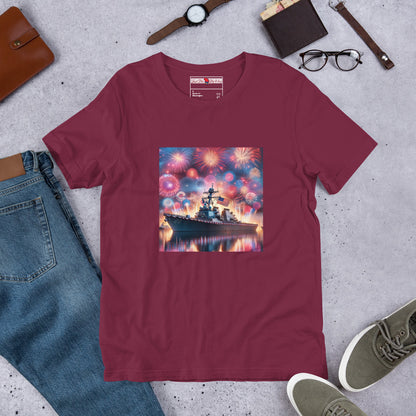 Unisex Patriotic US Navy Warship T-Shirt in a 100% Pre-Shrunken Cotton Sizes S-4XL - Just The Fly Way