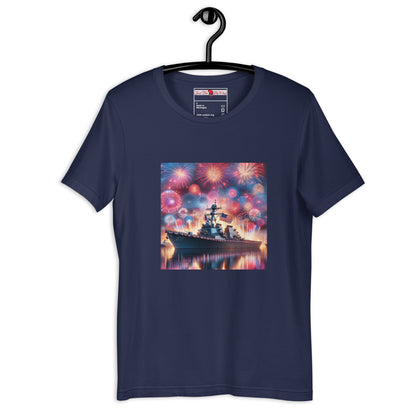 Unisex Patriotic US Navy Warship T-Shirt in a 100% Pre-Shrunken Cotton Sizes S-4XL - Just The Fly Way
