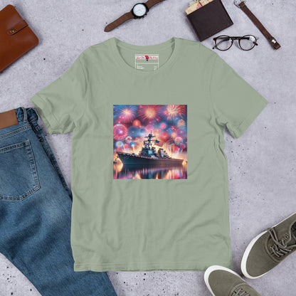 Unisex Patriotic US Navy Warship T-Shirt in a 100% Pre-Shrunken Cotton Sizes S-4XL - Just The Fly Way