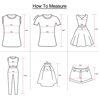 Diagram showing how to measure different types of clothing.